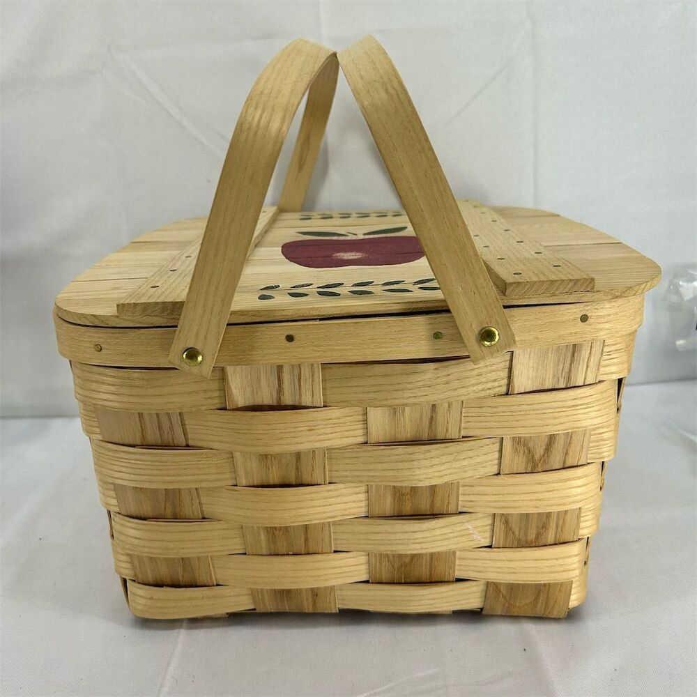 Vintage Basketville Picnic Basket with Apple Design & Pie Shelf VGUC - Picture 5 of 16